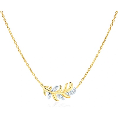 SAVICKI Колие с листо savicki: злато, диаманти