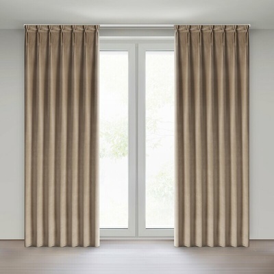 Takoy Tmavobéžový závěs ze sametové látky 80x270 cm (rozměr uvedený hotový) systém flex - MELÁNÍ-HF-478677 | 80 x 270 cm