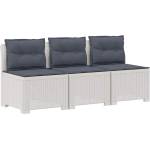 vidaXL Пейка за градина с Cushions във вид на ратан ПП Бяло (8011987)