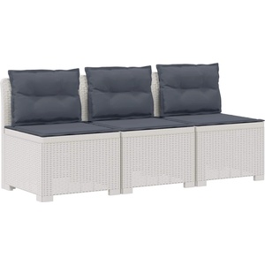 vidaXL Пейка за градина с Cushions във вид на ратан ПП Бяло (8011987)