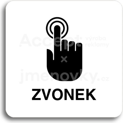 ACCEPT Piktogram zvonek - bílá tabulka - černý tisk bez rámečku
