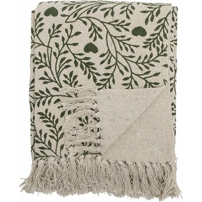 Bloomingville Zelená/krémovobiela deka z recyklovanej bavlny Maribelle 130x160