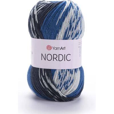 Yarn Art příze Nordic 662 antracit, modrá a krémová