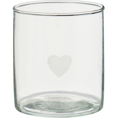 Ib Laursen Skleněný svícen Clear/Heart, čirá barva, sklo