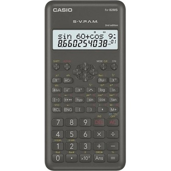 Casio Калкулатор Casio FX-82 MS, 12 разряден дисплей, научен, 240 математически, хиперболични и инженерни функции и анализи, пластмасов калъф, черен (FX-82 MS)
