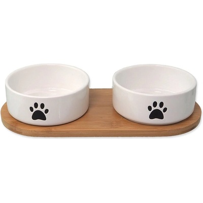 Dog fantasy Set керамични купи с подложка бели 2 x 400 мл