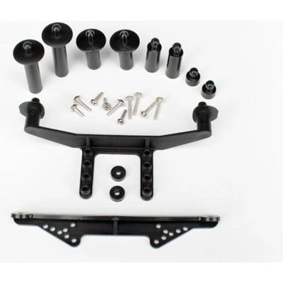 Traxxas Body mount, front & rear (black)/ body posts, 38mm (2), 25mm, TRX1914R (TRX1914R)