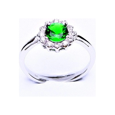 Čištín Stříbrný zirkon smaragd čiré zirkony T 1495