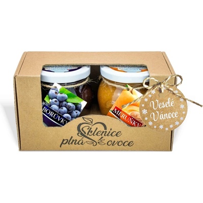 Sklenice plná ovoce Dárek Veselé Vánoce - 2 džemy slazené cukrem 420 g malina višeň