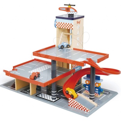 Tender Leaf Toys TL8581 Drevená poschodová garáž Blue Bird Service Station