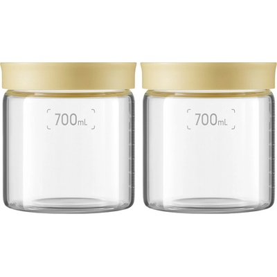 Buydeem CS1014 Glass storage box 700ml x2, Mellow Yellow (CS1014-MY)