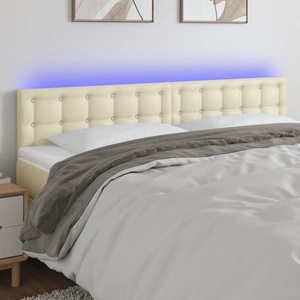 vidaXL LED Горна табла за легло, кремава, 180x5x78/88 см (3121716)