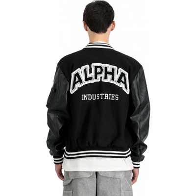 Alpha Industries pánska prechodná bunda PU College jacket black čierna