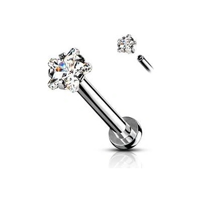 Šperky4U piercing do brady labreta cartilge čirá LB1094C-1206