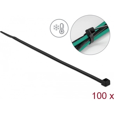 Delock Кабелни връзки, устойчиви на ниски температури дължина 200 x ширина 4, 8 mm, 100 бр. Черно