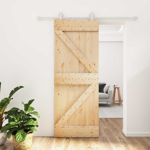 vidaXL Преплъзваща се врата 80 x 210 cm Масивна борова дървесина (3445006)