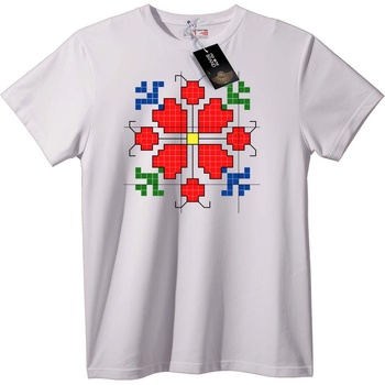 NOONEBRAND Тениска Ретро пиксел кръст - 2XL, White