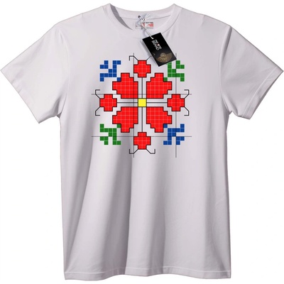 NOONEBRAND Тениска Ретро пиксел кръст - 2XL, White