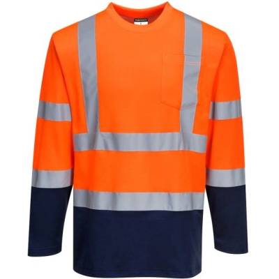 Portwest HI-VIS COTTON S280 Funkční reflexní triko dl. rukáv HV oranžová/námořní modrá XXL