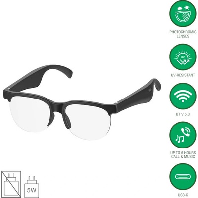 Безжични аудио очила със фотохромни стъкла - 4smarts SoundGlasses Sport 2 Bluetooth Sunglasses (черен) (541620)