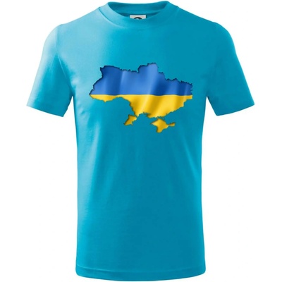 Ukrajina vlajka mapa tričko Svetlý tyrkys