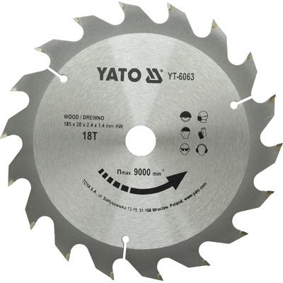 YATO pilový kotouč na dřevo 185x20 mm YT-6063 – Zboží Dáma