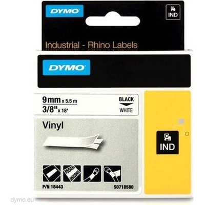 páska DYMO 18443 PROFI D1 RHINO Black On White Vinyl Tape (9mm) (S0718580)