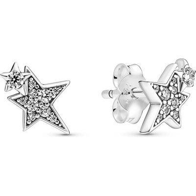 Pandora Strieborné náušnice Trblietavé asymetrické hviezdy Moments 290012C01