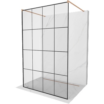 Mexen Kioto стена за душ свободностояща 150 x 200 см, черна решетка 8 мм, четкована мед - 800-150-002-65-77 (800-150-002-65-77)