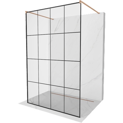 Mexen Kioto стена за душ свободностояща 150 x 200 см, черна решетка 8 мм, четкована мед - 800-150-002-65-77 (800-150-002-65-77)