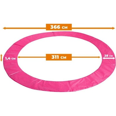 Aga kryt pružin na trampolínu Exclusive s vnitřní síti 366 cm růžová