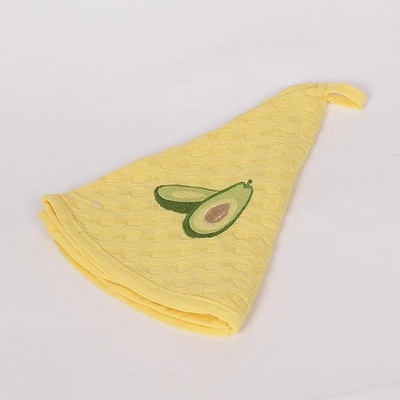 Кръгла кухненска кърпа в жълто с бродерия на авокадо
