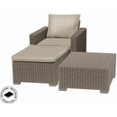 Keter set stôl kreslo podnožka California cappuccino