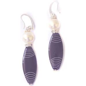 Dannyra Обици с черен оникс и бяла перла Dannyra Jewels