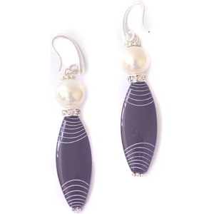 Dannyra Обици с черен оникс и бяла перла Dannyra Jewels