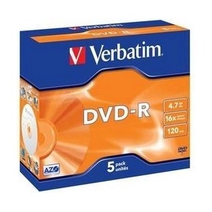 Verbatim DVD-R (5-пакет) Jewel/16x/4.7GB (43519)