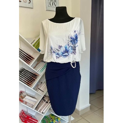 M Collection Dámské elegantní šaty Marine Modrá 0020092