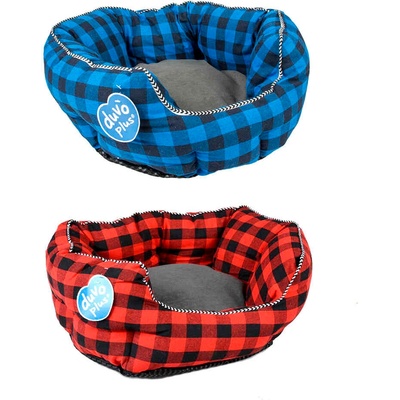 Duvo Plus Ranch - Елегантно овално легло за кучета и котки 41х38х20 см. /синьо, червено