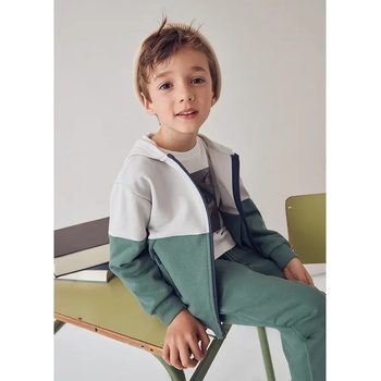 MAYORAL Суичър комбиниран в зелено и мръсно бяло за мини момче Mayoral