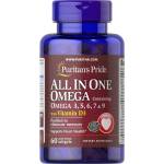 Puritan's Pride All In One Omega 3, 5, 6, 7, 9 with Vitamin D3, 60 Softgels