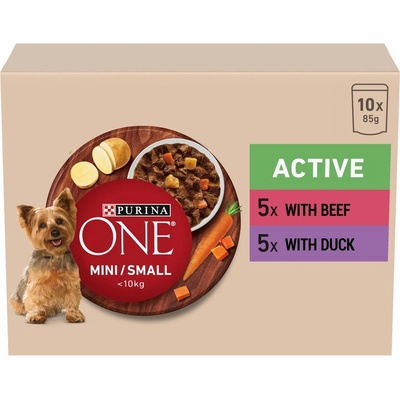 PURINA ONE MINI Dog Active Говеждо и патица в сос 10 x 85 г