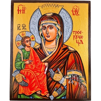 РЪЧНО РИСУВАНА ИКОНА СВЕТА БОГОРОДИЦА ТРОЕРУЧИЦА