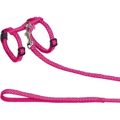 NOBBY Нагръдник с повод за котка с медальон dots розов 78009-15