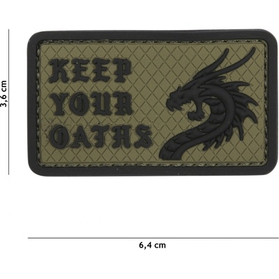Gumová nášivka 101 Inc nápis Keep Your Oaths - olivová