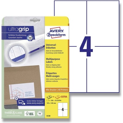 Avery Zweckform 6120 univerzální etikety 105,0 x 148,0 mm 120 etiket bílé