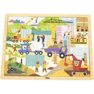 Viga Toys Детски пъзел Viga - Строителна техника, 48 части (44585) - ozone