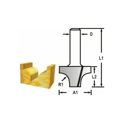 Makita D-48175 - Fréza do dřeva profilová stopka 8 mm,38,1x28,6x60 mm