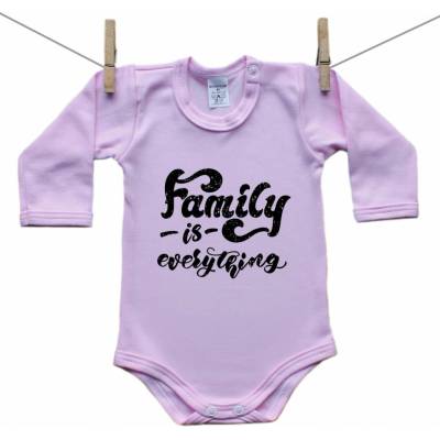 Boodyy Ružové Body s dlhým rukávom Family is everything