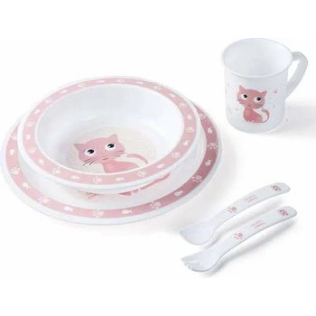 Canpol babies Пластмасов комплект за хранене Canpol - Happy Animals, розов (4/401_pin)