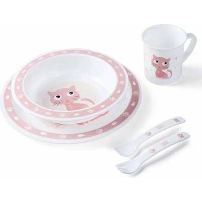 Canpol babies Пластмасов комплект за хранене Canpol - Happy Animals, розов (4/401_pin)